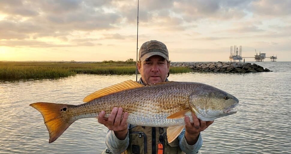 a man holding a fresh catch