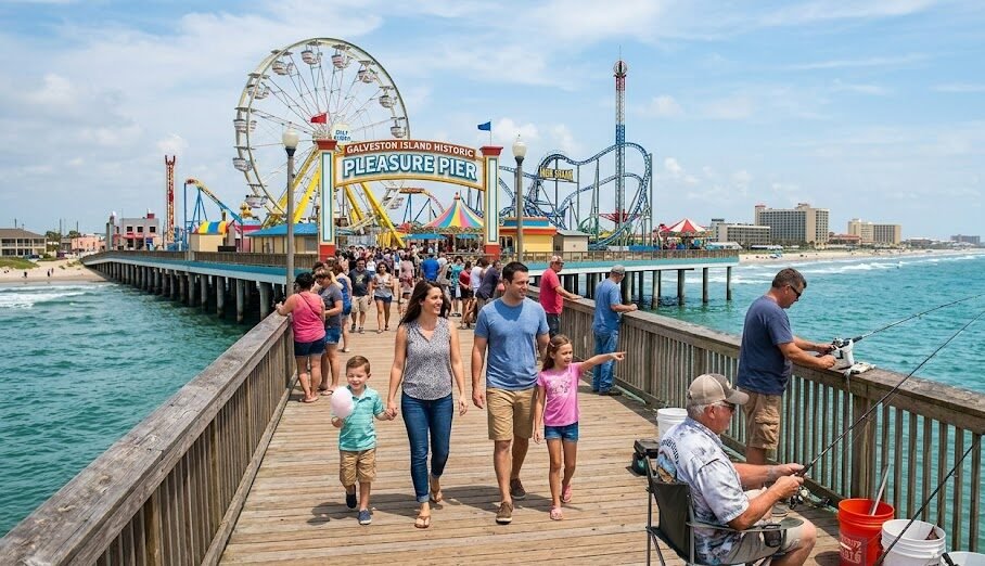 a sea side area in galveston